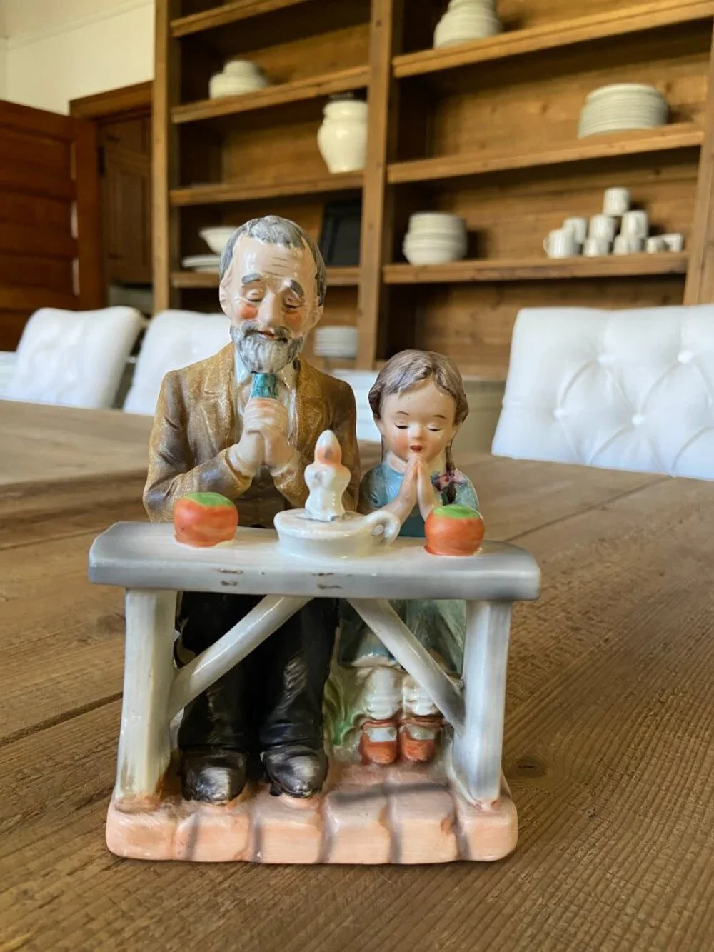 Vintage Norleans Japan Porcelain Old Man & Child Praying Figurine 7